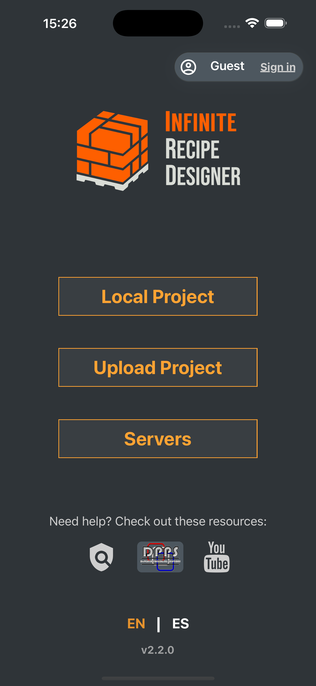 Home with Servers option