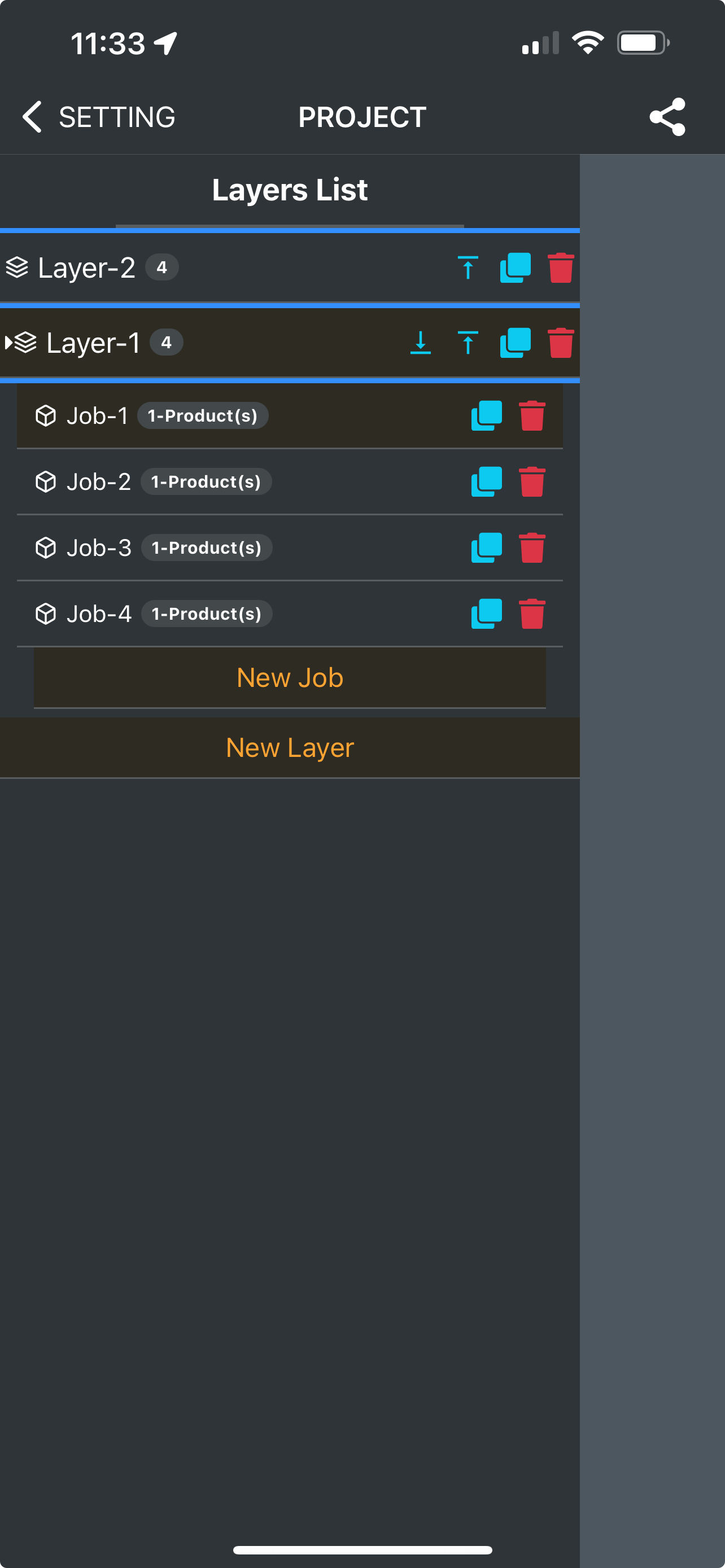 Layers and Jobs tools