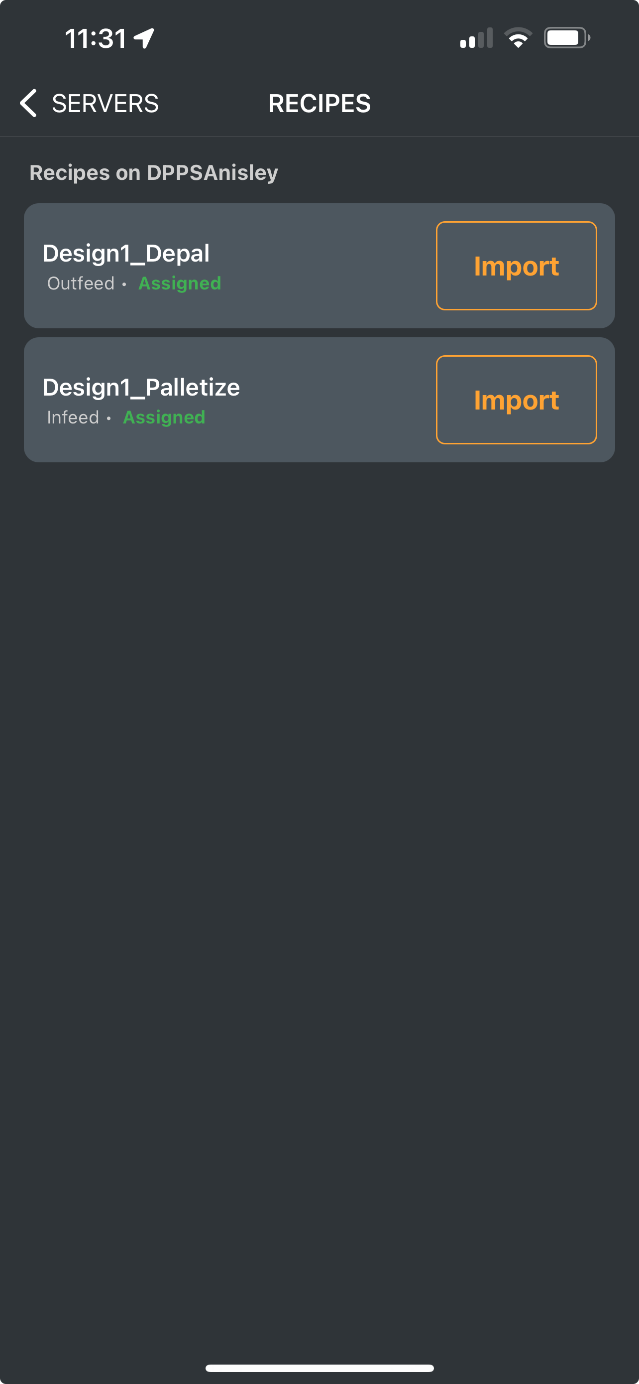 Import recipe from list